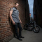 Milwaukee Leather MDM11678 Men’s Classic Grey Button-Down Cut Off Frayed Sleeveless Casual Shirt