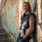 Biker Clothing Co. MDM11679 Men's Classic Black and White Tie-Dye Button-Down Frayed Sleeveless Cut Off Shirt