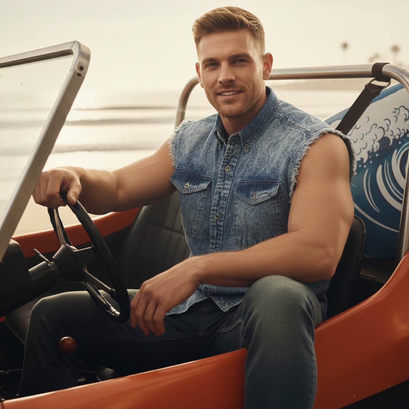 Milwaukee Leather MDM11684 Men’s Classic Light Blue Button-Down Cut Off Frayed Sleeveless Casual Shirt