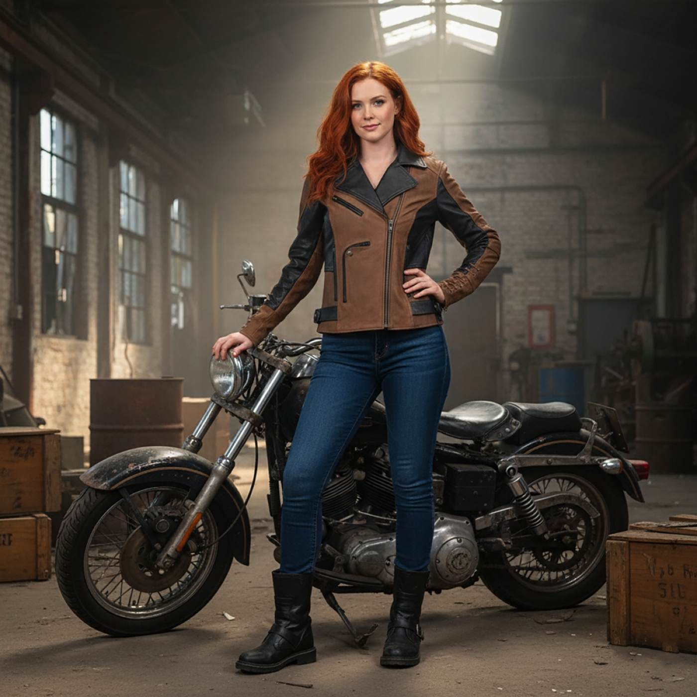 Milwaukee Leather MLL2508 Women's 'Dixie' Vintage Crazy Horse Brown and Black Leather Motorcycle Rider Jacket