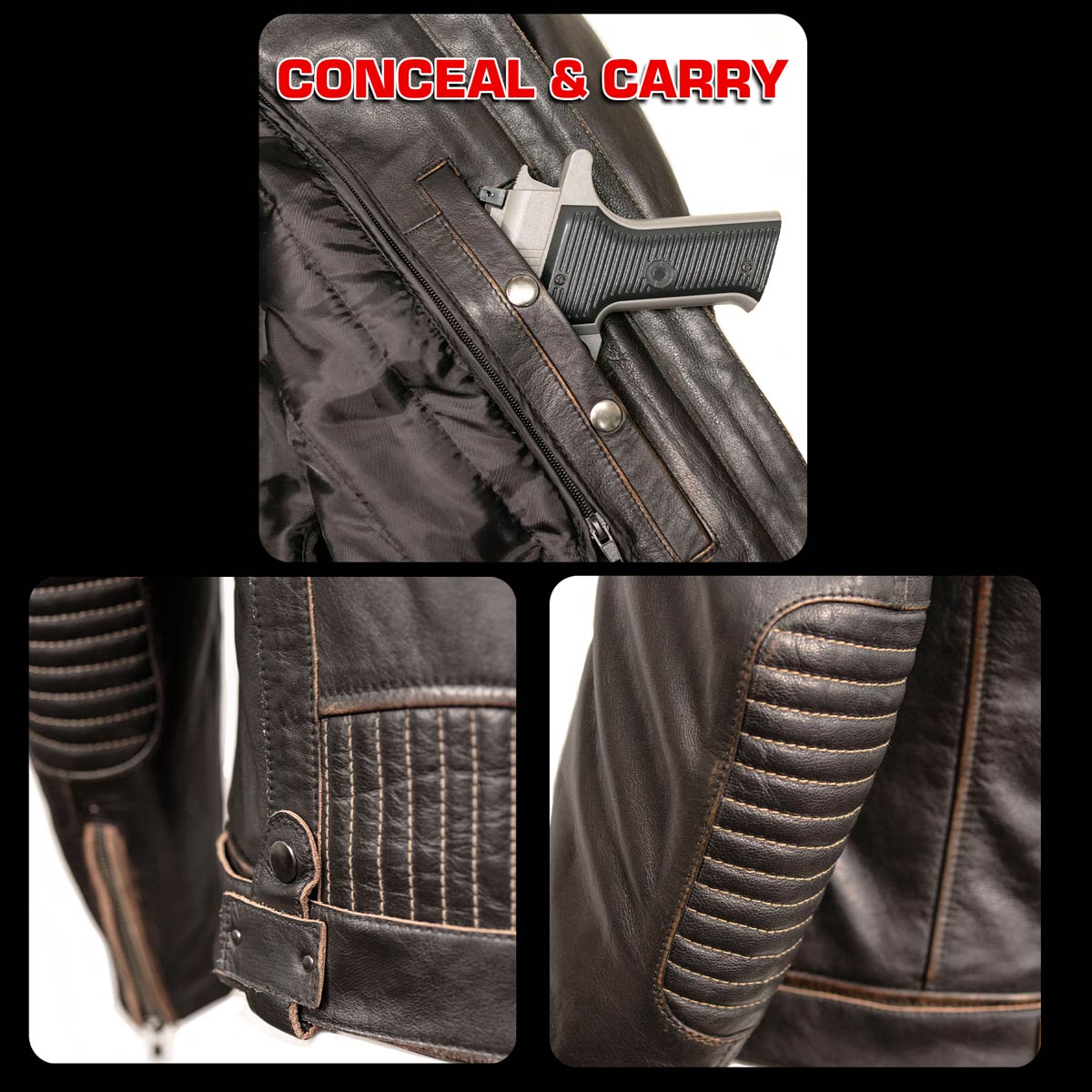 Milwaukee Motorcycle Clothing Co. Women’s Rebel Scooter Style Vinage Brown Leather Jacket w/ Mandarin Collar MMC20003