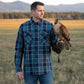 MMCC Men's The Kraken Blue Orange Cotton Long Sleeve Flannel Shirt - MMC11600