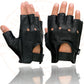 Milwaukee Leather SH195 Men's Black Leather Perforated Gel Padded Palm Fingerless Motorcycle Hand Gloves W/ ‘Open Knuckle’