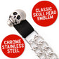 Milwaukee Leather Skull Head Medallion Vest Extender - Double Chrome Chains Genuine Leather 6.5" Extension 4-PCS MLA6019SET