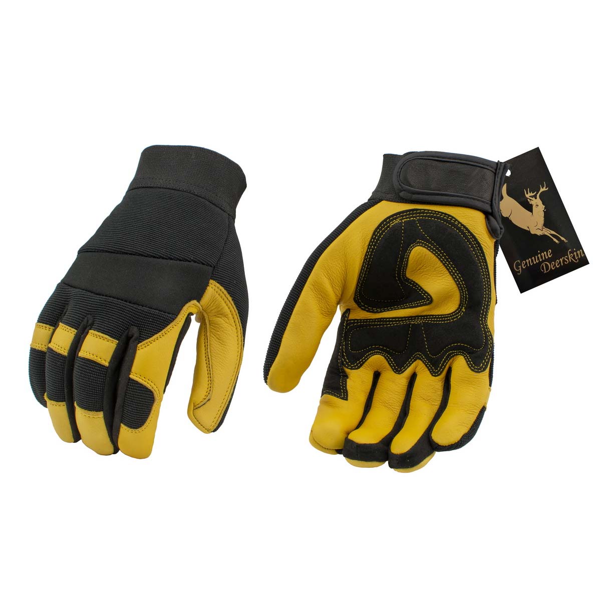 Milwaukee Leather Men's Yellow and Black Full Grain Deerskin Gloves - MG7543