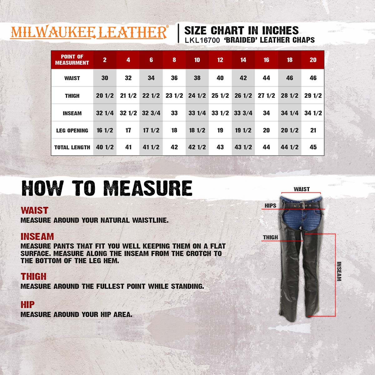 Milwaukee Leather Women's Black Braided Leather Motorcycle Chaps w/ Stretch Panels, Adjustable Fit - LKL16700