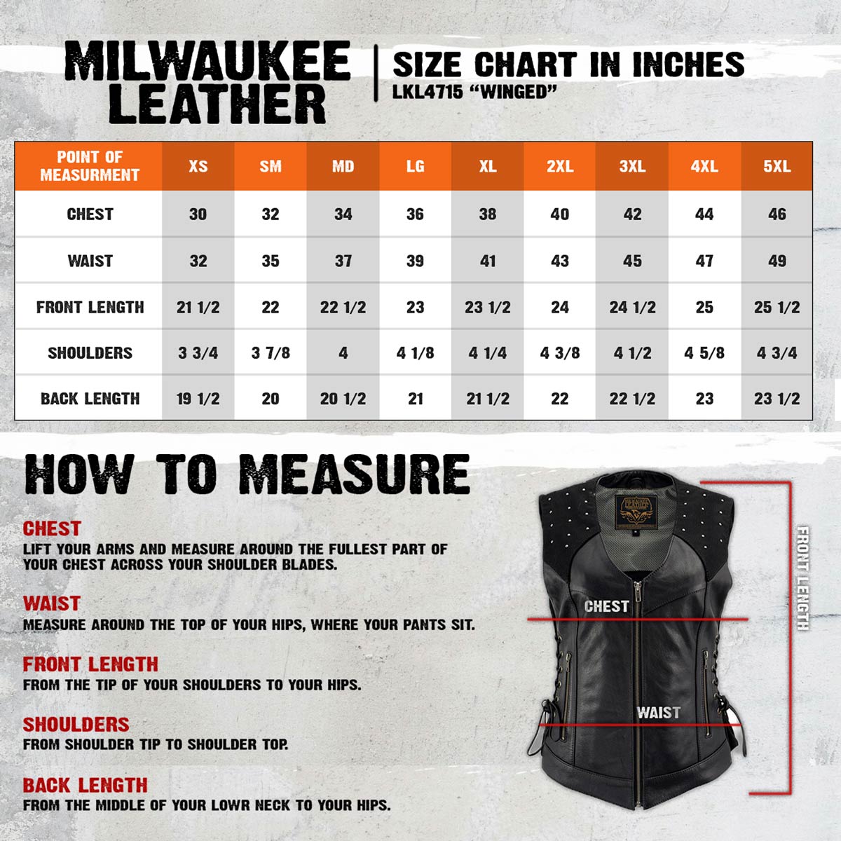 Milwaukee Leather Women's Winged Black Studded Leather Motorcycle Vest with Reflective Wings - LKL4715