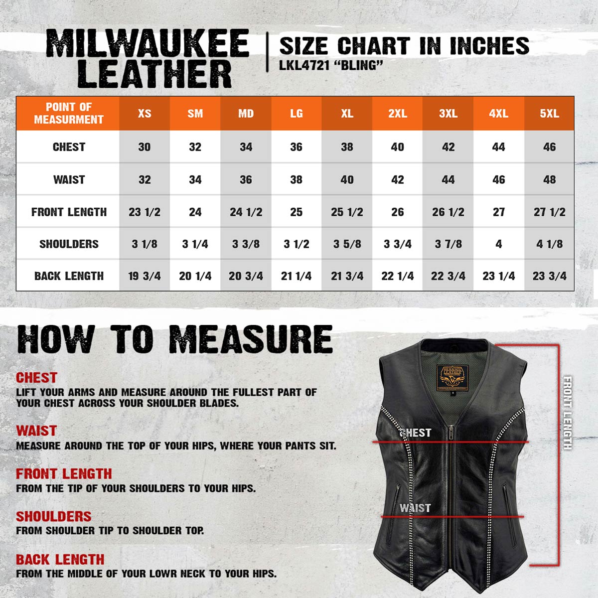 Milwaukee Leather Women's 'Bling' Black Leather V-Neck Motorcycle Rider Vest with Rhinestone Detail - LK4721