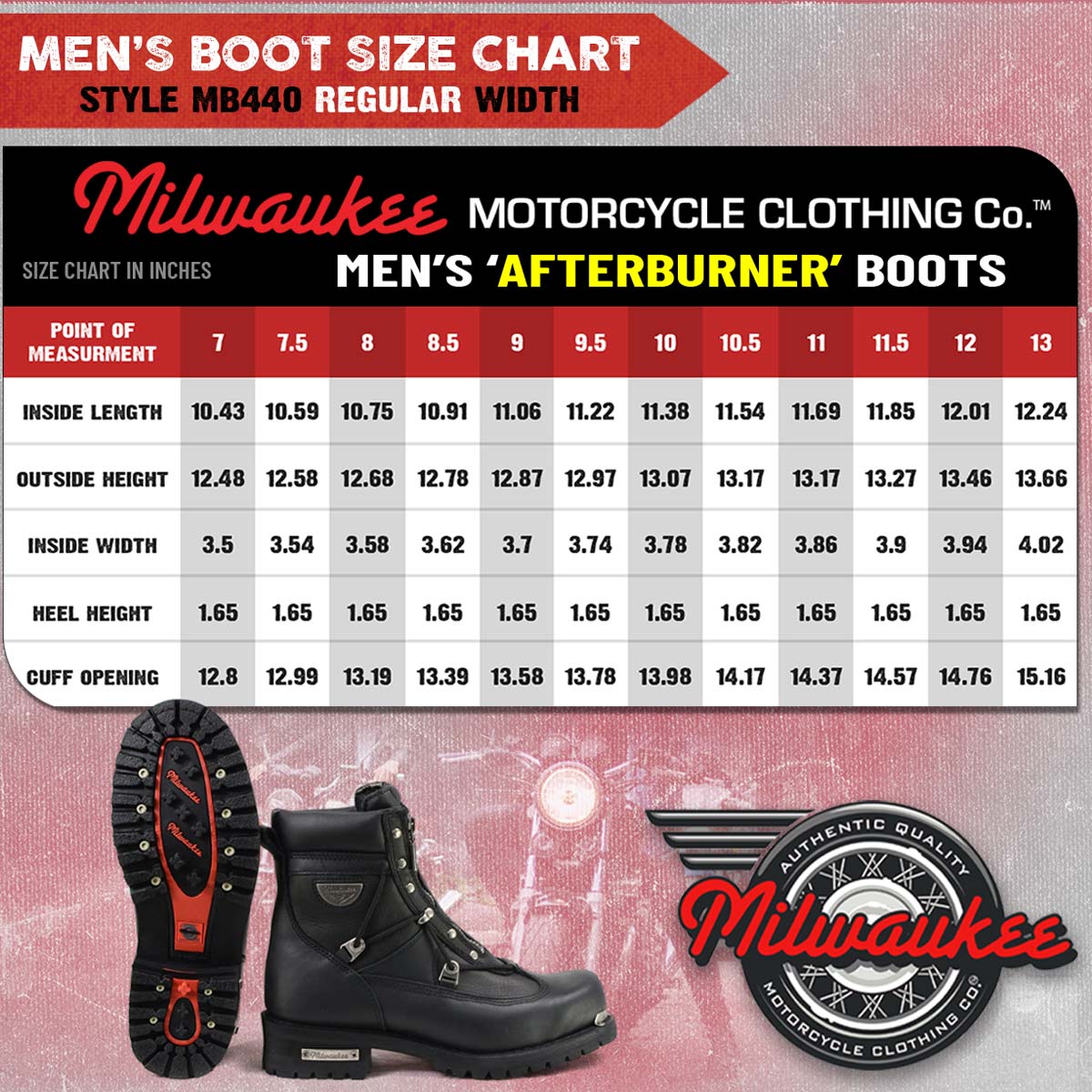 MMCC MB440 Men's Throttle Black Leather Biker Boots - Riding Footwear