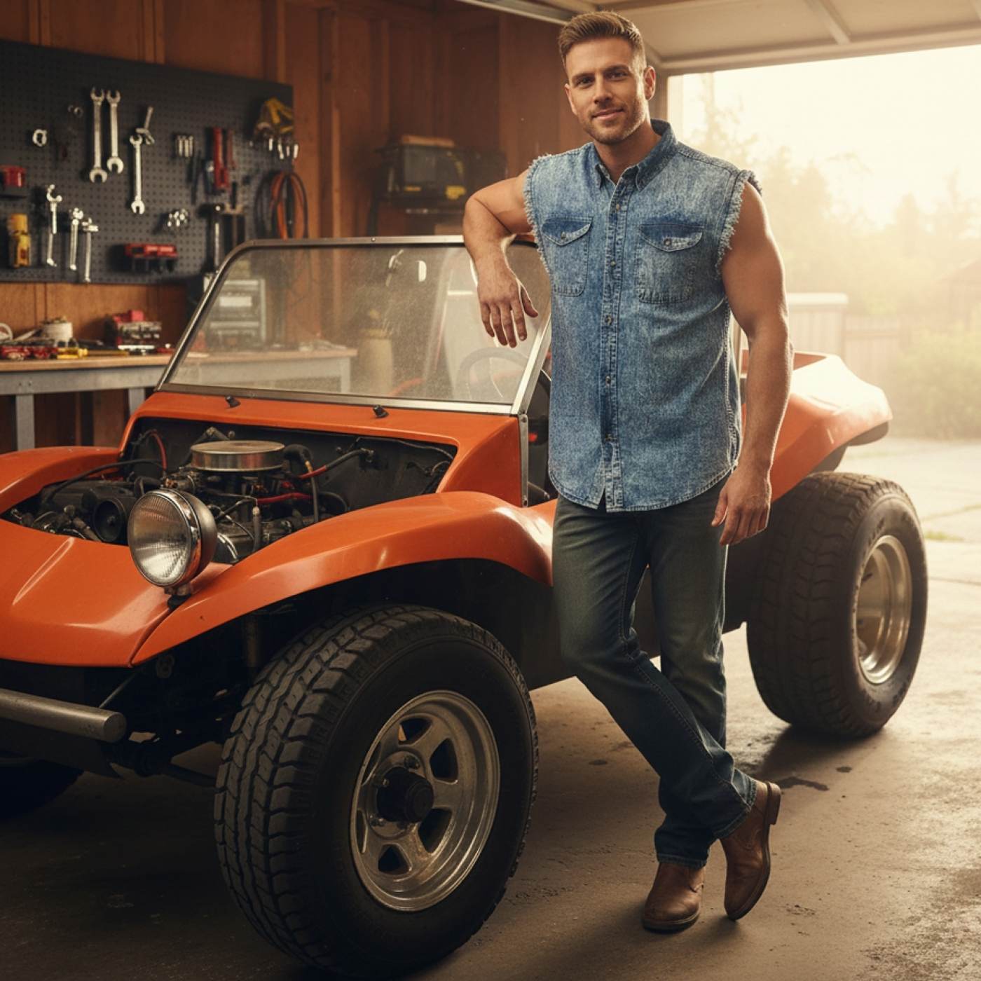 Milwaukee Leather MDM11684 Men’s Classic Light Blue Button-Down Cut Off Frayed Sleeveless Casual Shirt