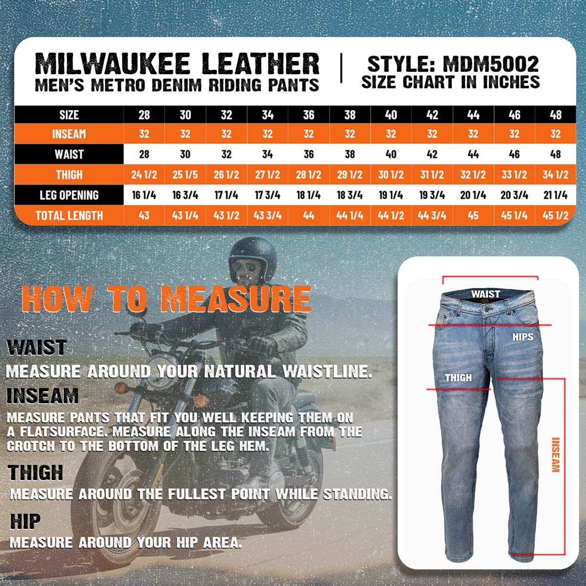 Milwaukee Leather MDM5002 Men's Metro Blue CE Armored Motorcycle