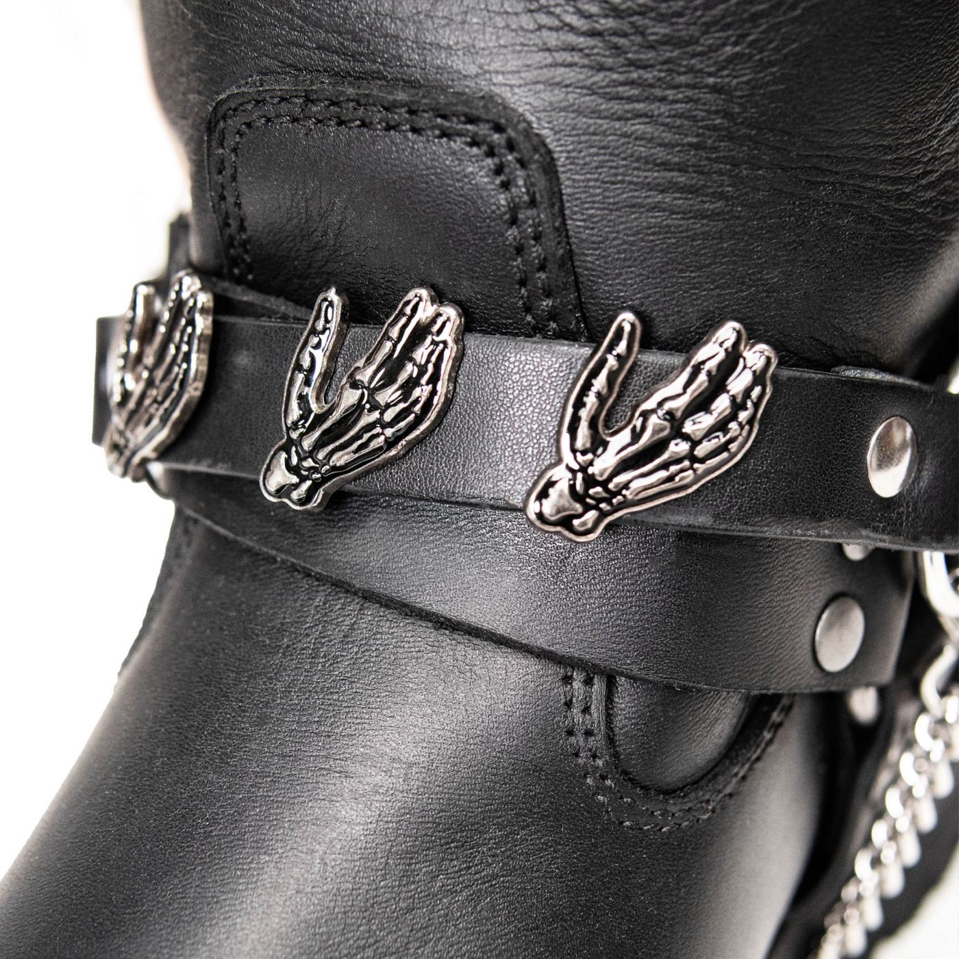 Milwaukee Leather MLA3006 Silver Biker Chain for Motorcycle Boots w/ Skeleton Hand Emblem