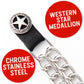 Milwaukee Leather Western Star Medallion Vest Extender - Double Chrome Chains Genuine Leather 6.5" Extension 4-PCS MLA6001SET