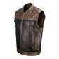 Milwaukee Leather MLM3528 Men's Black Paisley Lined Leather Vest w/ Neon Green Stitching & Armhole Trim