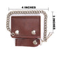 Milwaukee Leather MLW7886 Men's 4” Antique Brown Leather Biker Tri-Fold Wallet w/ Anti-Theft Stainless Steel Chain