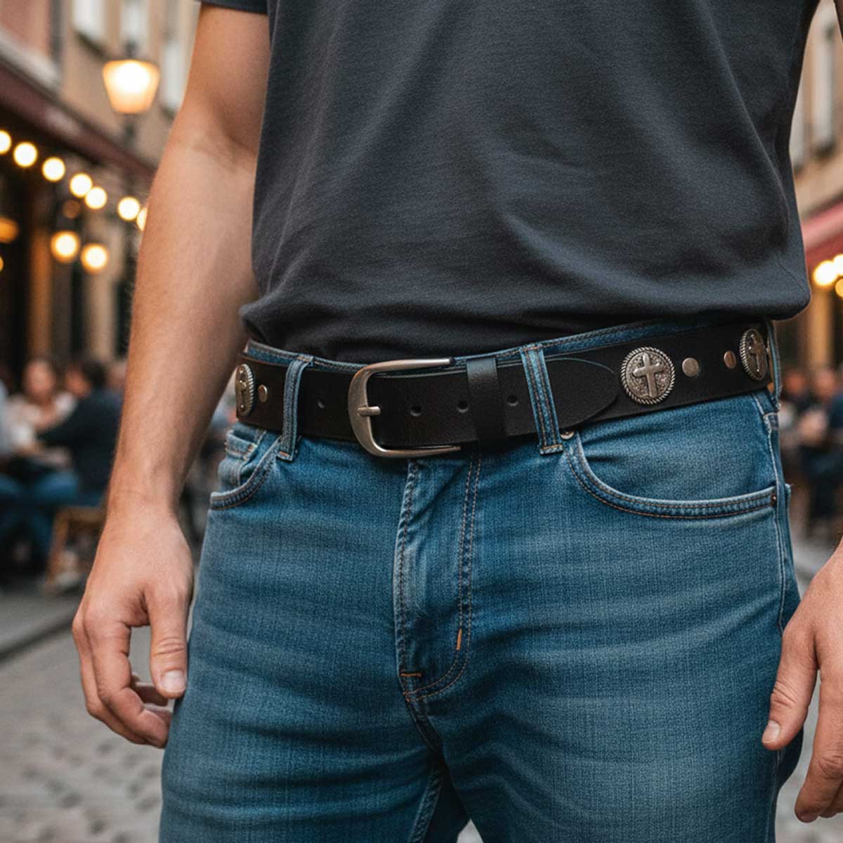 Milwaukee Leather MP7108 Men's Don't Thread On Me Black Leather Belt w/ Interchangeable Buckle - 1.5 inches Wide