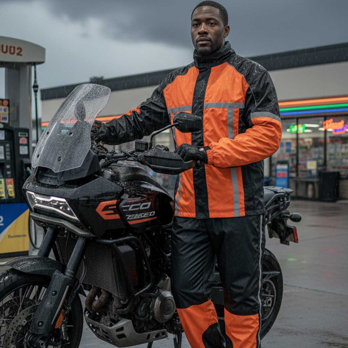 Milwaukee Leather MPM9510 Men's Black and Orange Motorcycle Water