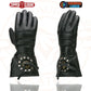 Milwaukee Leather Men's Gauntlet Motorcycle Hand Gloves-Black Leather Thermal Lined with Conchos on Cuff- SH238