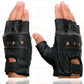 Milwaukee Leather SH355 Men's Motorcycle Black Leather Fingerless Gloves with Gel Palm