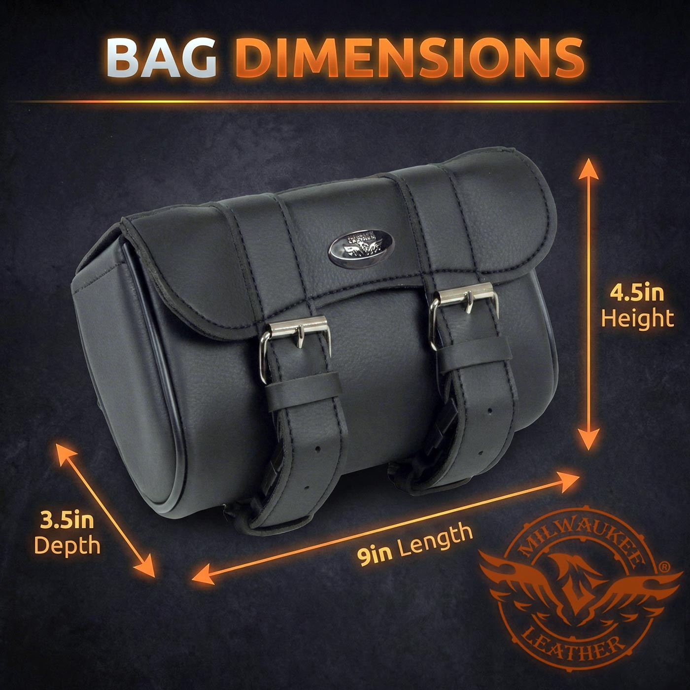 Milwaukee Leather SH62501 Black Small PVC Curved Flap Motorcycle Tool Bag