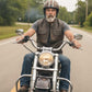 Milwaukee Leather MLM3510 Men's Black/Beige Premium Leather Club Style Vest - Dual Closure Open Neck Motorcycle Vest