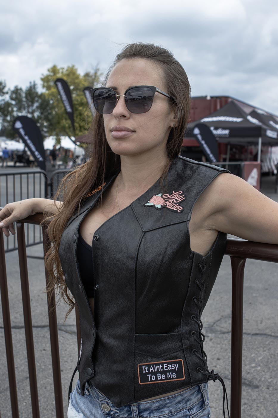 Event Leather | Genuine Leather Motorcycle Vest for Women w/ 9 Patches & 4 Pockets | Biker Vests w/ Conceal Carry ELL4900