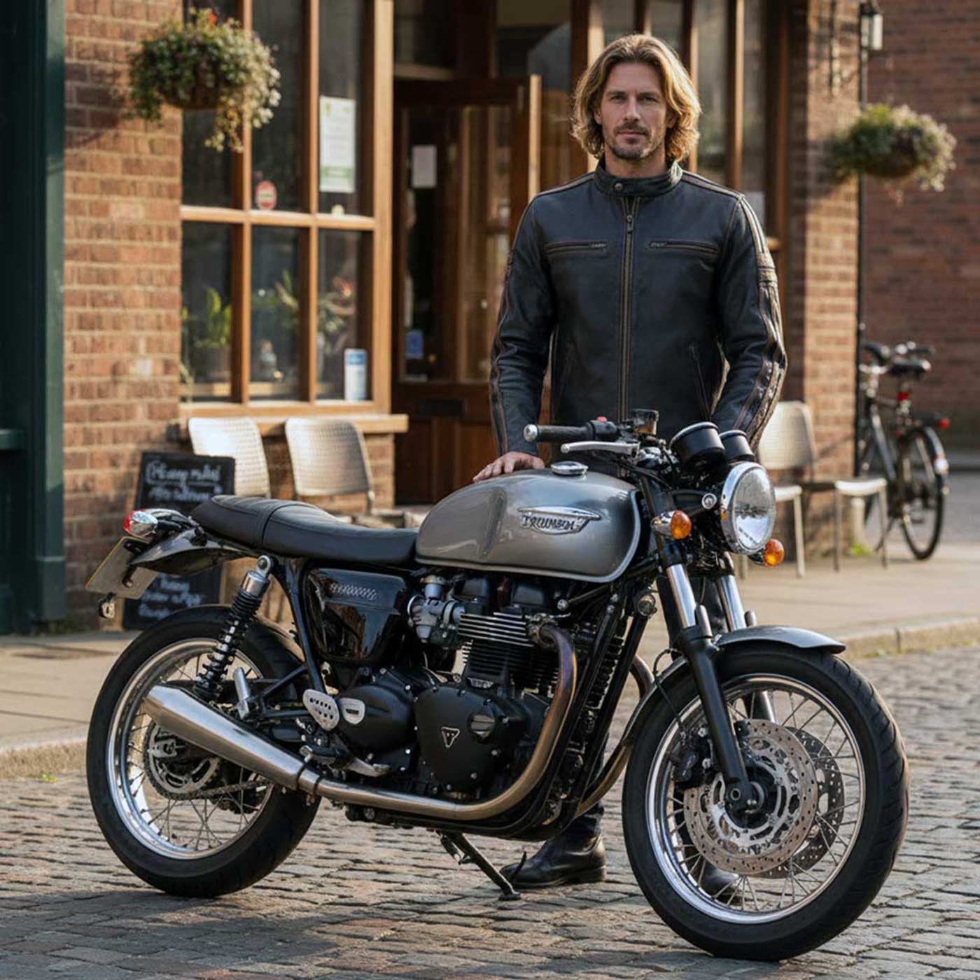 Milwaukee Leather Men’s Copperline Black Leather Moto Café Racer Jacket, Stand Collar, 6 Pockets - SFM1816