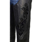 Milwaukee Leather Women's Leather Motorcycle Chaps w/ Embroidery Detail, Adjustable Fit Riding Gear - LKL16701