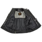 Milwaukee Leather LKL27005 Women's Scuba Style Black Leather Motorcycle Biker Jacket w/ Reflective Wings and Studs