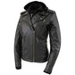 Milwaukee Leather LKL2739 Women's Black Premium Leather Vented Motorcycle Biker Jacket w/ Hoodie
