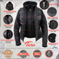 Milwaukee Leather Women's Tara Black Leather Motorcycle Rider 2-in-1 Convertible Hoodie Jacket Vest
