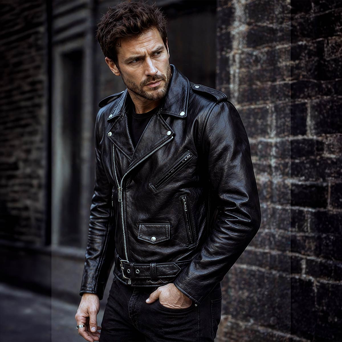 Milwaukee Leather Men's Classic Armored Black Leather Motorcycle Jacket w/ CE Armor - LKM17020