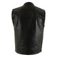 Milwaukee Leather LKM3780 Men's Black Premium Leather Motorcycle Rider Vest w/ Red Stitching and USA Inside Flag Lining