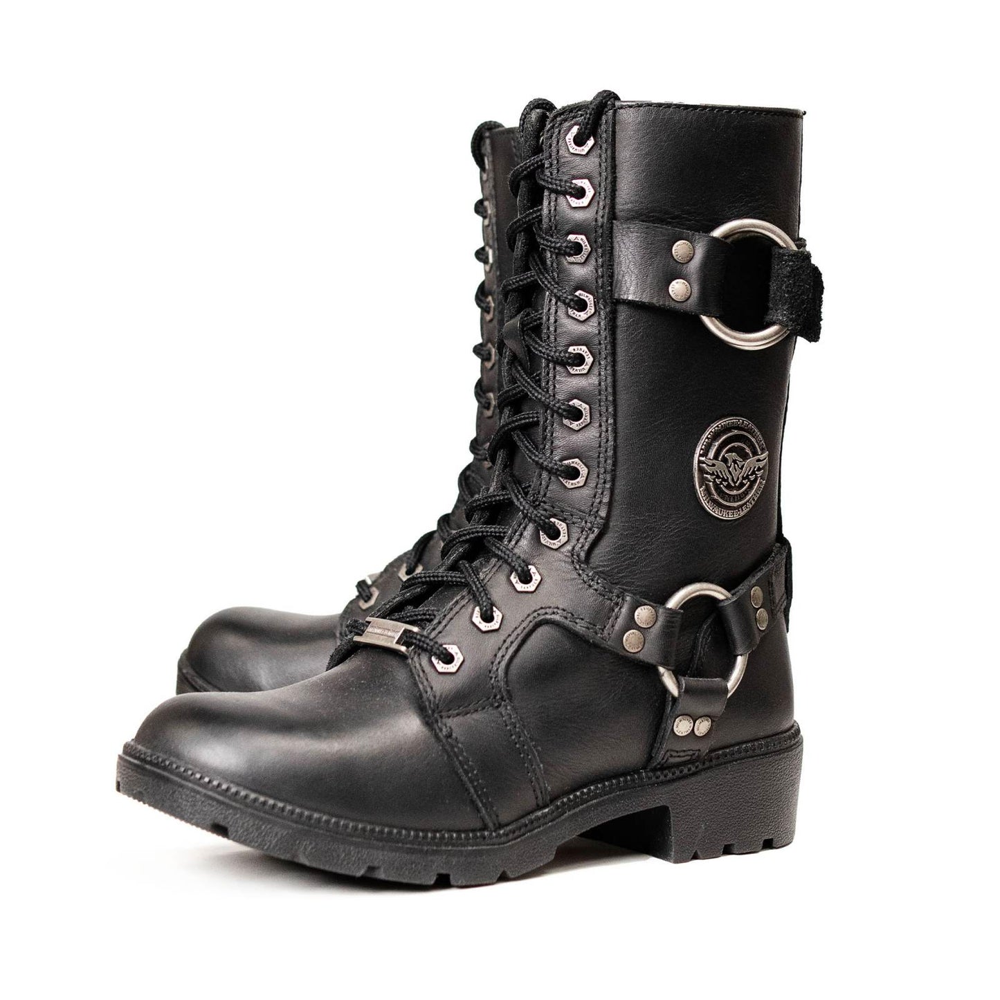 Milwaukee Leather Women's Premium Leather Motorcycle Riding Boots - Lace-To-Toe Harness - Zipper Closure - MBL9391