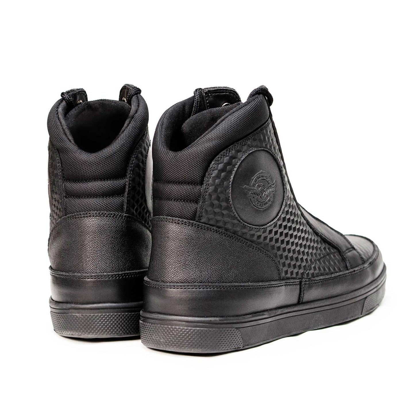 Milwaukee Leather Men's Black Leather Diamond Patterned Reinforced Street Biker Riding Shoes w/ Ankle Support - MBM9104