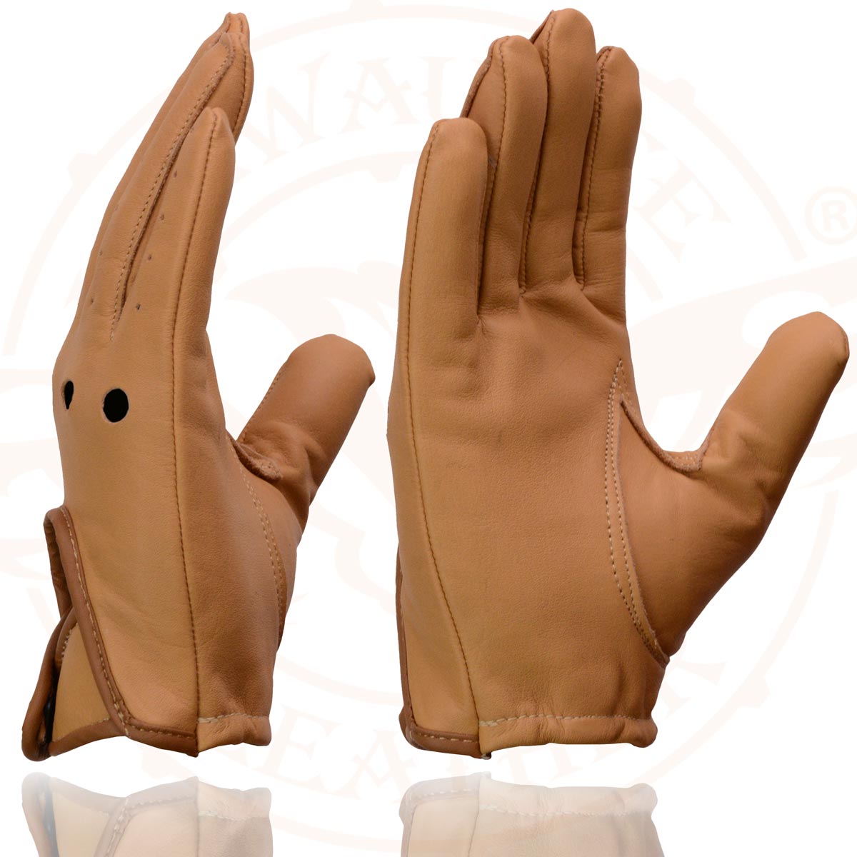 Milwaukee Leather MG7508 Men's Saddle Perforated Leather Full Finger Motorcycle Riding Gloves W/ Breathable ‘Open Knuckle’