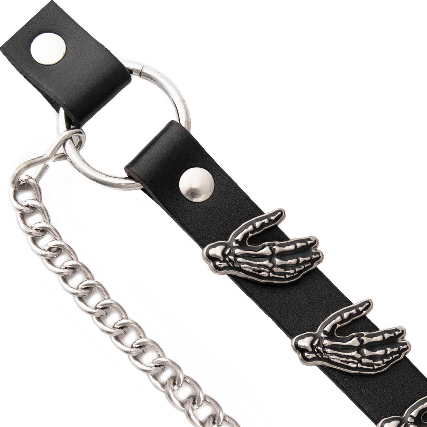 Milwaukee Leather MLA3006 Silver Biker Chain for Motorcycle Boots w/ Skeleton Hand Emblem