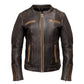 Milwaukee Motorcycle Clothing Co. Women’s Rebel Scooter Style Vinage Brown Leather Jacket w/ Mandarin Collar MMC20003