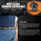 Milwaukee Leather Men's Freedom Line Black Leather Belt with USA Flag Emblems - 1.5 Inch - MP7140