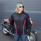 Milwaukee Leather MPL2794 Black and Pink Mesh/Textile Armored Motorcycle Racer Jacket for Women - All Season Jackets