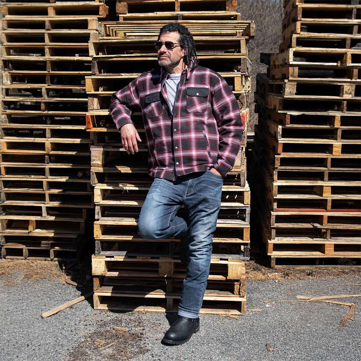 Milwaukee Leather MPM1637 Men's Plaid Mechanic Long Sleeve Flannel Biker Shirt