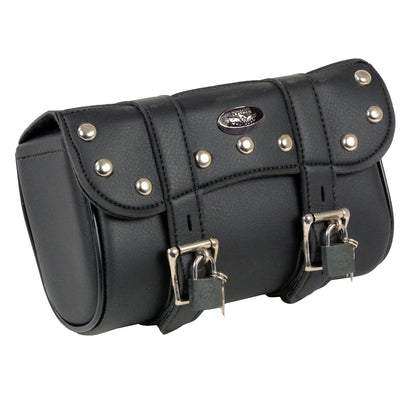 Milwaukee Leather SH616S Black Medium Studded PVC Motorcycle Tool Bag with Key Locks