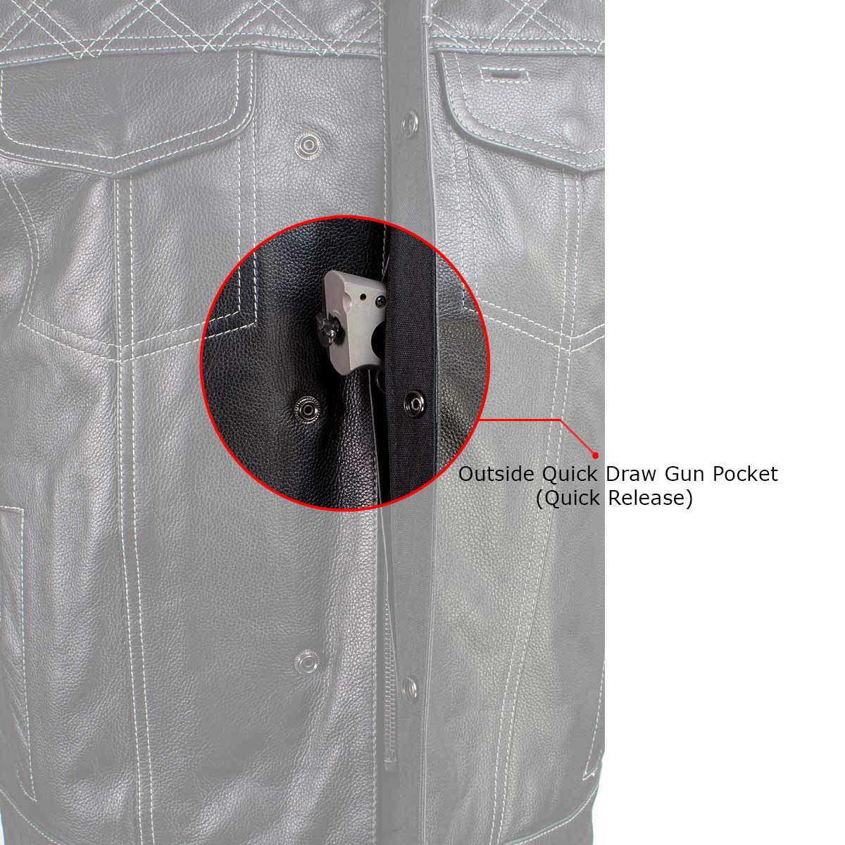 Milwaukee Leather LKM3784 Men's Classic Black Leather Motorcycle Rider Vest Stars and Stripes Design w/ USA Flag Liner