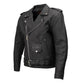 Milwaukee Leather LKM1702 Men's Vintage Flat Black Motorcycle Biker Leather Jacket w/ CE Armor Protection