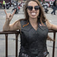 Event Leather ELL4900 Women’s 'Love to Ride' Black Leather Motorcycle Patched Embroidered Vests with Side Laces