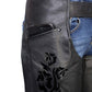 Milwaukee Leather Women's Leather Motorcycle Chaps w/ Embroidery Detail, Adjustable Fit Riding Gear - LKL16701