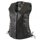 Milwaukee Leather LKL4710 Women's Black Premium Leather Motorcycle Biker Rider Vest w/ Snap Button Closure
