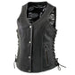 Milwaukee Leather LKL4711 Women's Black Premium Leather Motorcycle Vest with Side Lace Adjustment
