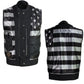 Milwaukee Leather LKM3784 Men's Classic Black Leather Motorcycle Rider Vest Stars and Stripes Design w/ USA Flag Liner