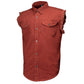 MMCC Men's Rustline Sleeveless Cut-Off Work Shirt - 100% Cotton, Dual Chest Pockets, Button Front - MMC16015